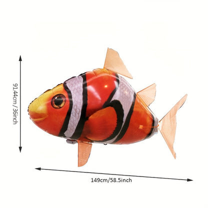 RC Inflatable Clownfish Balloon – Remote Control Flying Fish Toy for Kids Birthday Party, Wedding & Home Decor, Fun Indoor Air Swimmer Gift for Boys Girls Ages 3+