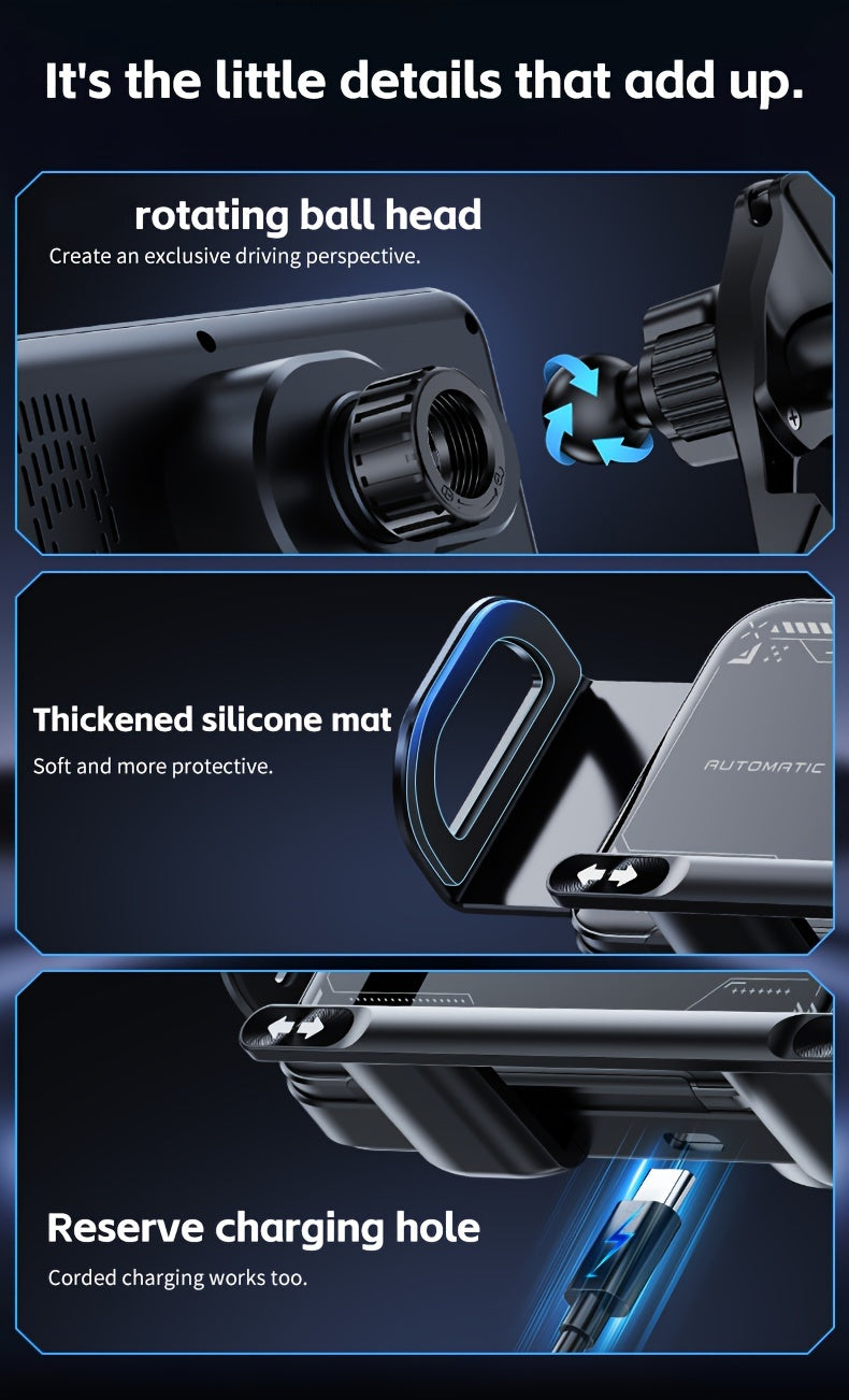 2025 New Car Holder Folding Screen Mobile Phone/tablet Holder 15W Wireless Fast Charging Two-in-one Automatic Rotating Magnetic Mobile Phone Holder Car Air Outlet Holder Suitable for Folding Screen Hands Samsung Galaxy ZFold6/5/4/3 Galaxy ZFold/notes