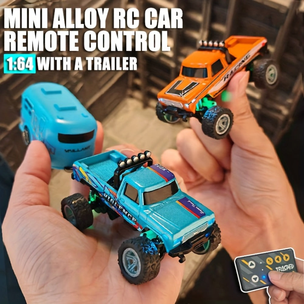 1:64 Scale Mini RC Car Alloy Off-Road Truck with Shock Absorbers – Pocket-Sized Remote Control Car for Boys Ages 6 7 8 9 10, Birthday Christmas Halloween Gift (Gray/Teal/Blue/Mixed)