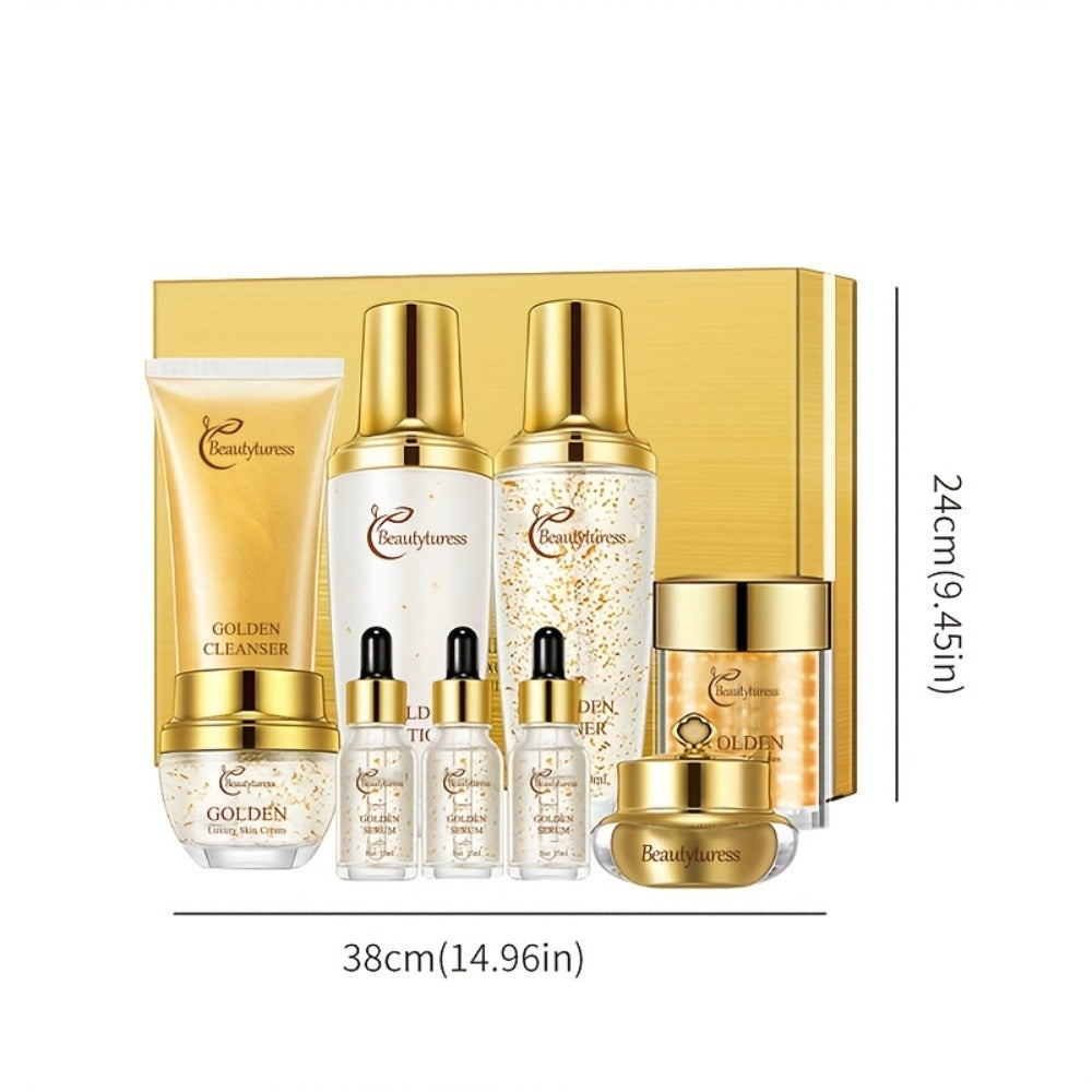 Collagen Skincare Set 9pcs - Korean Facial Serum Moisturizer Cream Hyaluronic Acid Firming Hydrating Anti Aging Luxury Gift Box, Complete Skincare Routine for All Skin Types Women