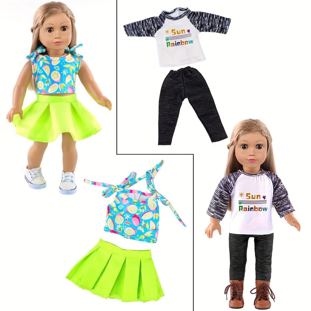 18 Inch Doll Clothes Set 10 Outfits – Trendy Fashion Doll Clothing for 18 Inch Girl Dolls, Easy On/Off Elastic Hook-and-Loop Design, Creative Dress-Up Gift for Girls Ages 3+ (No Doll or Shoes)