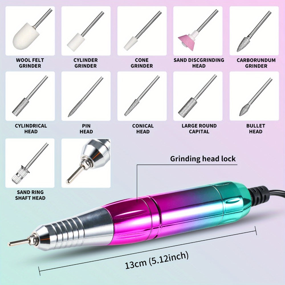 Nail Drill Machine 45000 RPM Cordless Rechargeable Electric Nail File Efile for Acrylic Gel Natural Nails – Professional Manicure Pedicure Polishing Shaping Tool for Salon & Home Use