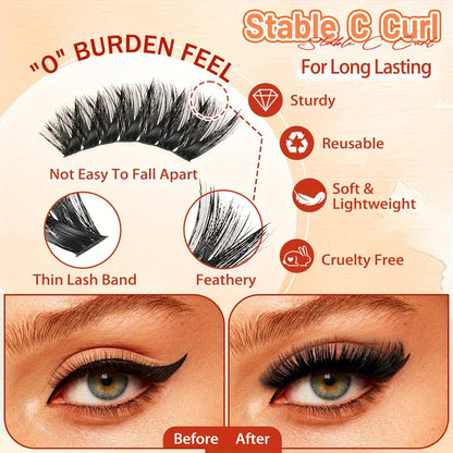 100D Volume Cluster Lashes DIY Individual Lash Extension Kit – Soft Reusable Single Clusters for Full Thick Dramatic Lash Look, Beginner & Pro Friendly Home Salon Use