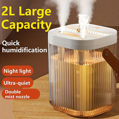 Cool Mist Humidifier for Bedroom & Large Room – 2L Top-Fill, 40-Hour Runtime, 26dB Ultra-Quiet, Auto Shut-Off, Easy to Clean, Whole House Humidifier for Plants, Baby Room & Home, White & Green