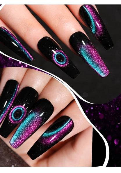 Magnetic Cat Eye Gel Nail Polish Set 8 Colors – Holographic Reflective Peacock Double-Light Effect, LED/UV Soak-Off Gel 0.51oz with Magnet Tool, Salon & Home Nail Art Gift Set for Women