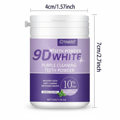 Purple Teeth Whitening Powder - 9D Color Correcting Tooth Powder for Brightening, 360° Deep Cleansing & 12H Fresh Breath, 50g Natural Dental Whitening Powder by Brushing Only