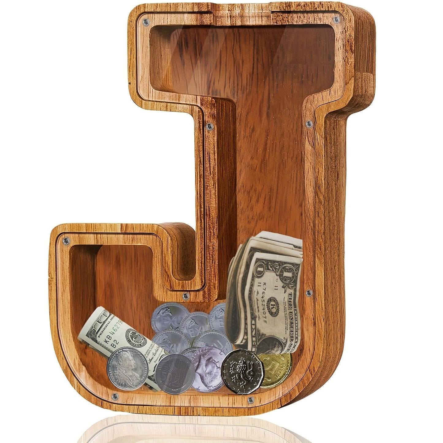Personalized Wooden Piggy Bank for Kids – A-Z Alphabet Letter Initial Coin & Bill Savings Bank for Boys & Girls, Toddlers to Big Kids | Birthday Christmas Baby Shower Gift | Financial Literacy Toy & Room Decor