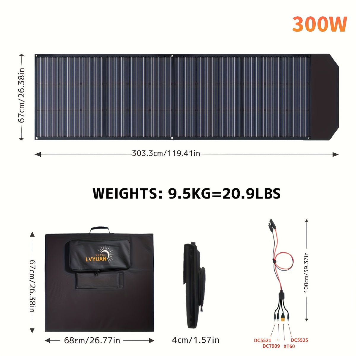 LVYUAN 400W/200W/120W Solar Battery Folding Panel with Adjustable Bracket Solar Panel for RV, Cruise Ship Yacht, Travel, Outdoor Adventure, Power Station, Camping, Solar Generator