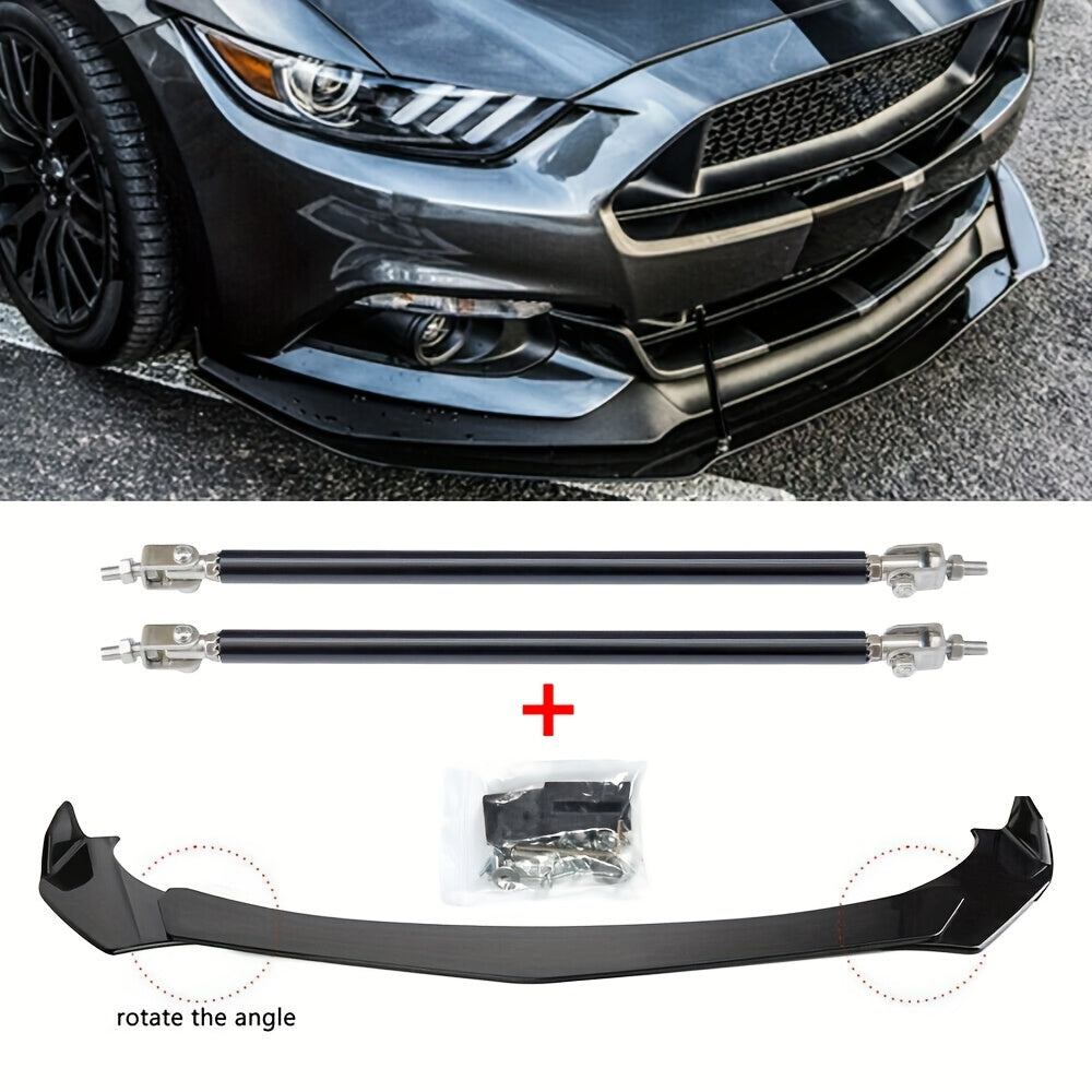 Car Front Bumper Lip Splitter Spoiler And Strut Rods for Ford for Mustang 2000-2021, 2015-2021 for DODGE Challenger for Srt Hellcat, for Infiniti G37 Coupe Sedan