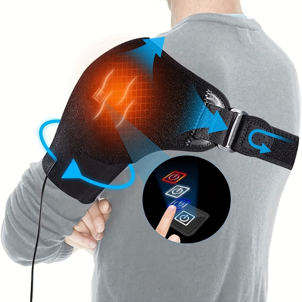USB Heated Shoulder Pad with 3-Speed Temperature Control – Electric Heating Wrap for Shoulder & Neck Pain Relief, Keep Warm Massage Tool, Gift for Men & Women