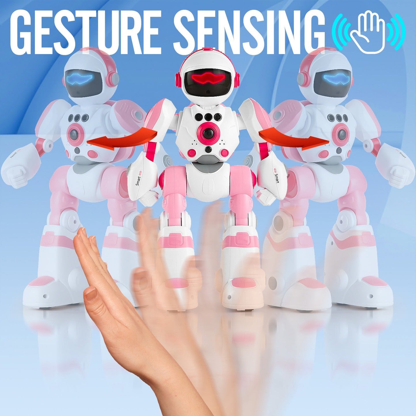 Gesture Control RC Robot Toy for Kids – Voice Recording, Programming, EMO LED Infrared Intelligent Interactive Robot, STEM Gift for Boys Girls Ages 6 7 8 9 10, Birthday Christmas (Green/Blue/Yellow)