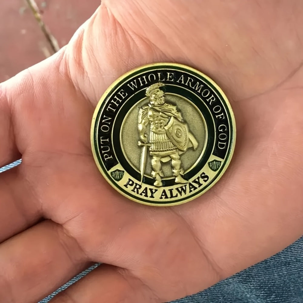Armor of God Challenge Coins 20 Pack Golden – Christian Prayer Commemorative Coins, Faith Gift for Men & Women, Church Bible Study VBS Sunday School Stocking Stuffer Confirmation Gift