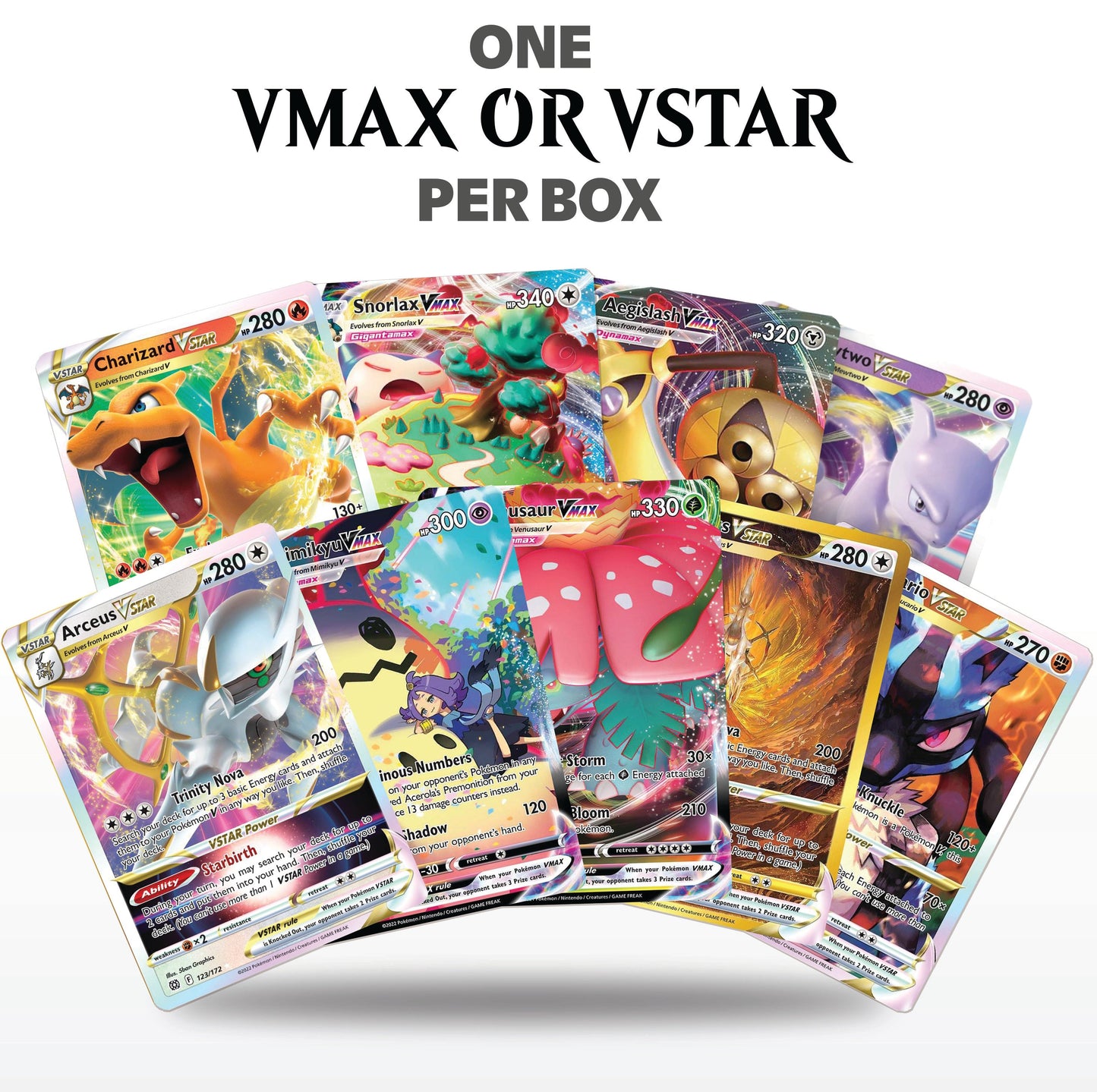 Pokemon VMAX VSTAR Bundle 100 Cards – 1 Guaranteed VMAX or VSTAR Hit + 10 Holos & Rares | TCG Empire Storage Box Included | Authentic Gift for Kids & Collectors
