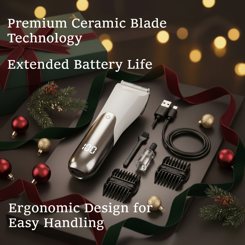 Ceramic Blade Groin Trimmer for Men USB Rechargeable Electric Body Hair Shaver Dry Wet Use 2 Protective Covers 500mAh Lithium Battery Pubic Chest Back Grooming Gift Valentine Father's Day
