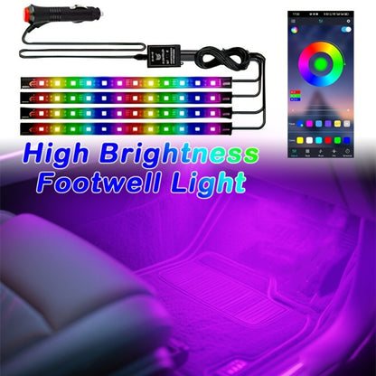 4pcs RGB Car Interior LED Footwell Lights App & Remote Control DIY Music Sync 12V USB Multicolor Ambient Lighting Kit for All Vehicles Cars Trucks SUVs, Under Dash Floor Accent Lights