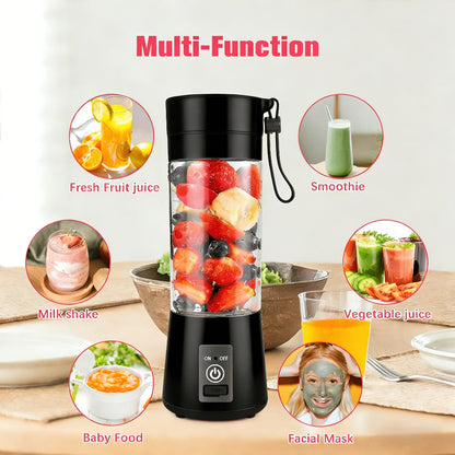 Mini Blender USB Rechargeable 380ml - 6-Blade 22000RPM High-Speed Portable Blender Cup, 304 Stainless Steel, Self-Cleaning, for Smoothies, Shakes & Protein Drinks, Home, Office & Travel, Pink Green Black