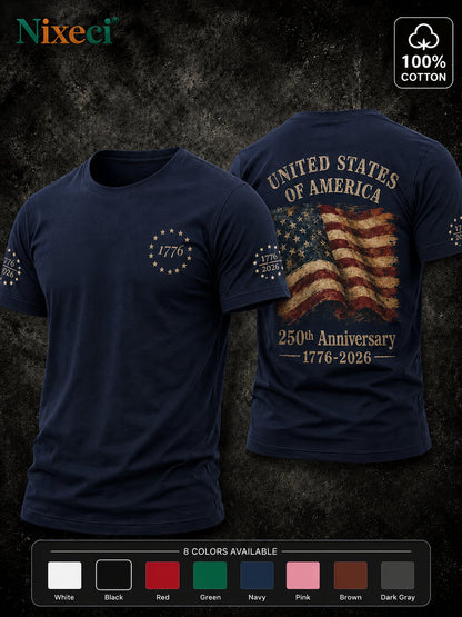 Men's Patriotic T-Shirt - Crew Neck Short Sleeve Weekend Style
