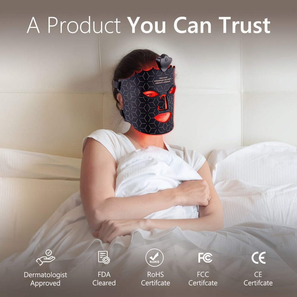 Red Light Therapy Face Mask 7 Color LED – FDA Cleared Silicone Mask for Anti-Aging, Wrinkles, Acne & Skin Whitening, Eye Protection, USB Rechargeable