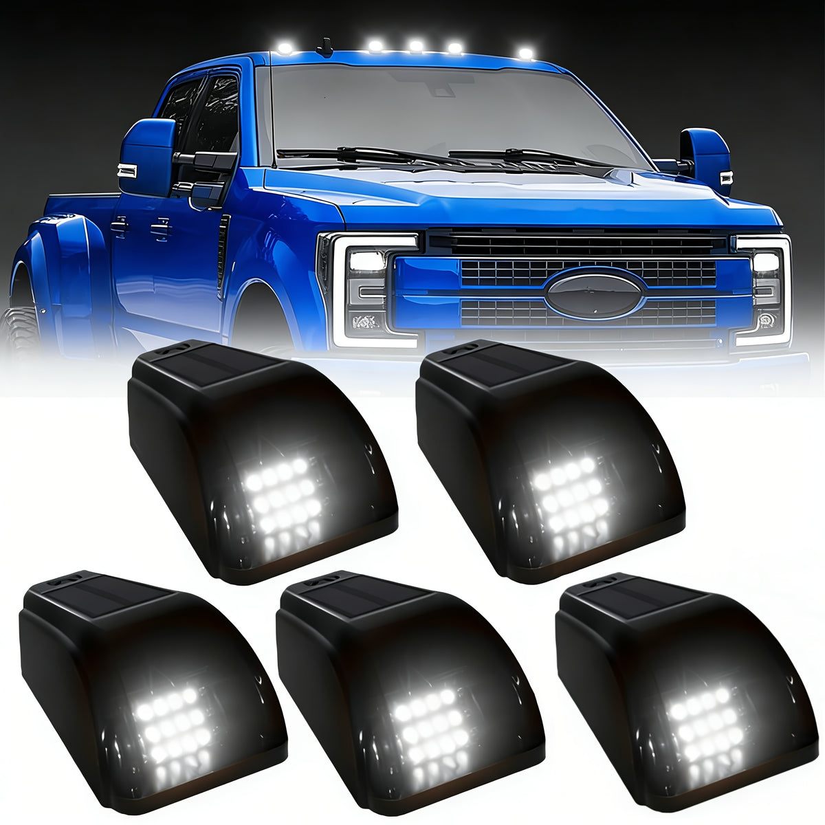 5pcs Multicolour Light Wireless Solar Powered Cab Lights With Motion Vibration Sensor For Truck for truck Cab Roof Lights For Car Cab Lights For Universal Car Easy To Carry 16Led, Without Battery