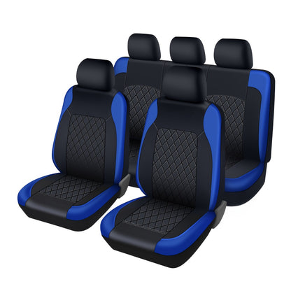 Nappa Leather Car Seat Covers Full Set 5 Seat – Front & Rear Bench Cover, Scratch-Proof Universal Fit for SUV Truck Jeep, Car Interior Accessories, Red / Blue / Black / Gray