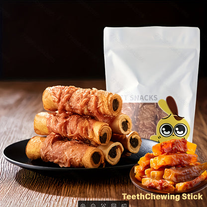 Dog Chew Treats Chicken & Duck Wrapped Cowhide Sticks – High Protein Beef Skin Stuffed Snacks, Long-Lasting, Easy to Digest, Training Reward for Dogs, 5.29oz (Chicken or Duck Flavor)