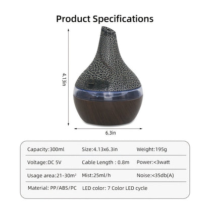 2-Pack Cool Mist Humidifier & Aromatherapy Essential Oil Diffuser – Includes 16 Essential Oils & 7-Color Lights, 10.14oz Home Diffuser Set for Bedroom, Living Room & Office, Black