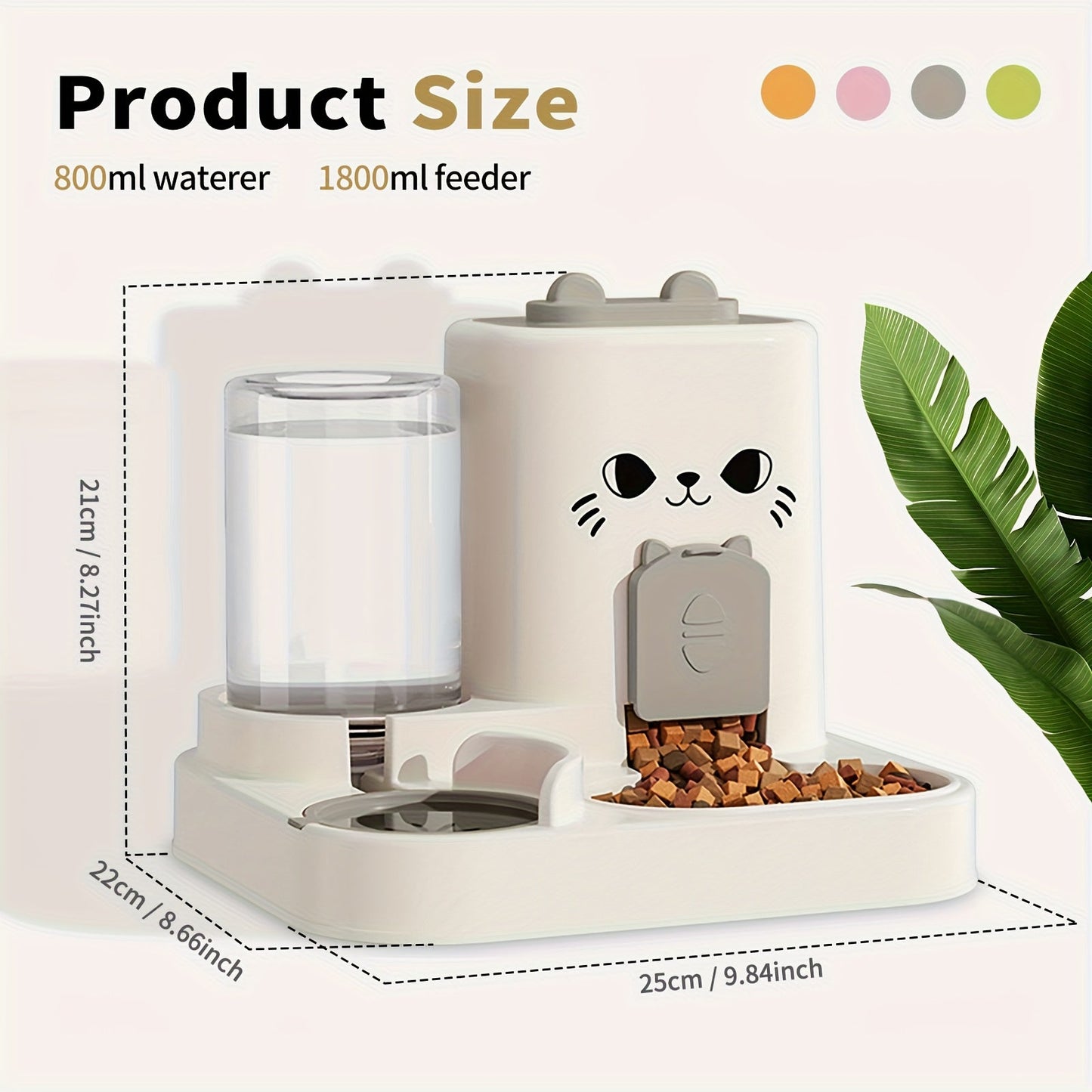 Automatic Cat Feeder and Water Dispenser 2-in-1 - Large Capacity Dry Wet Separation Pet Food Bowl, Battery-Free Gravity Feeder for Indoor Cats, Healthy Diet & Hydration Station