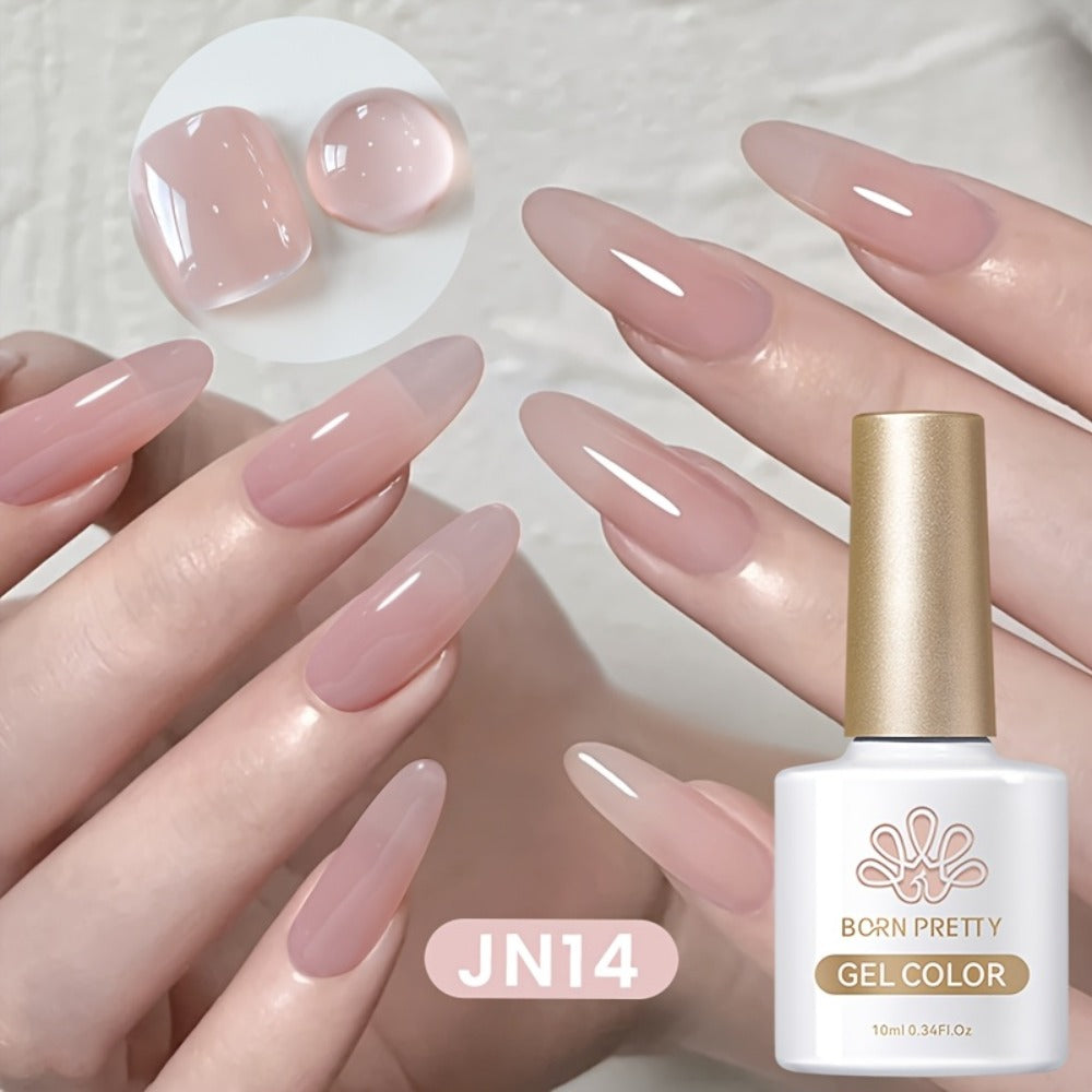 Nude Jelly Gel Nail Polish 10ml Skin Tone Transparent Finish – Semi-Permanent Soak-Off UV LED 30-Day Wear, Jade Nail Art Minimalist Natural Look for Women, Shades JN05 JN68 JN75 JN76