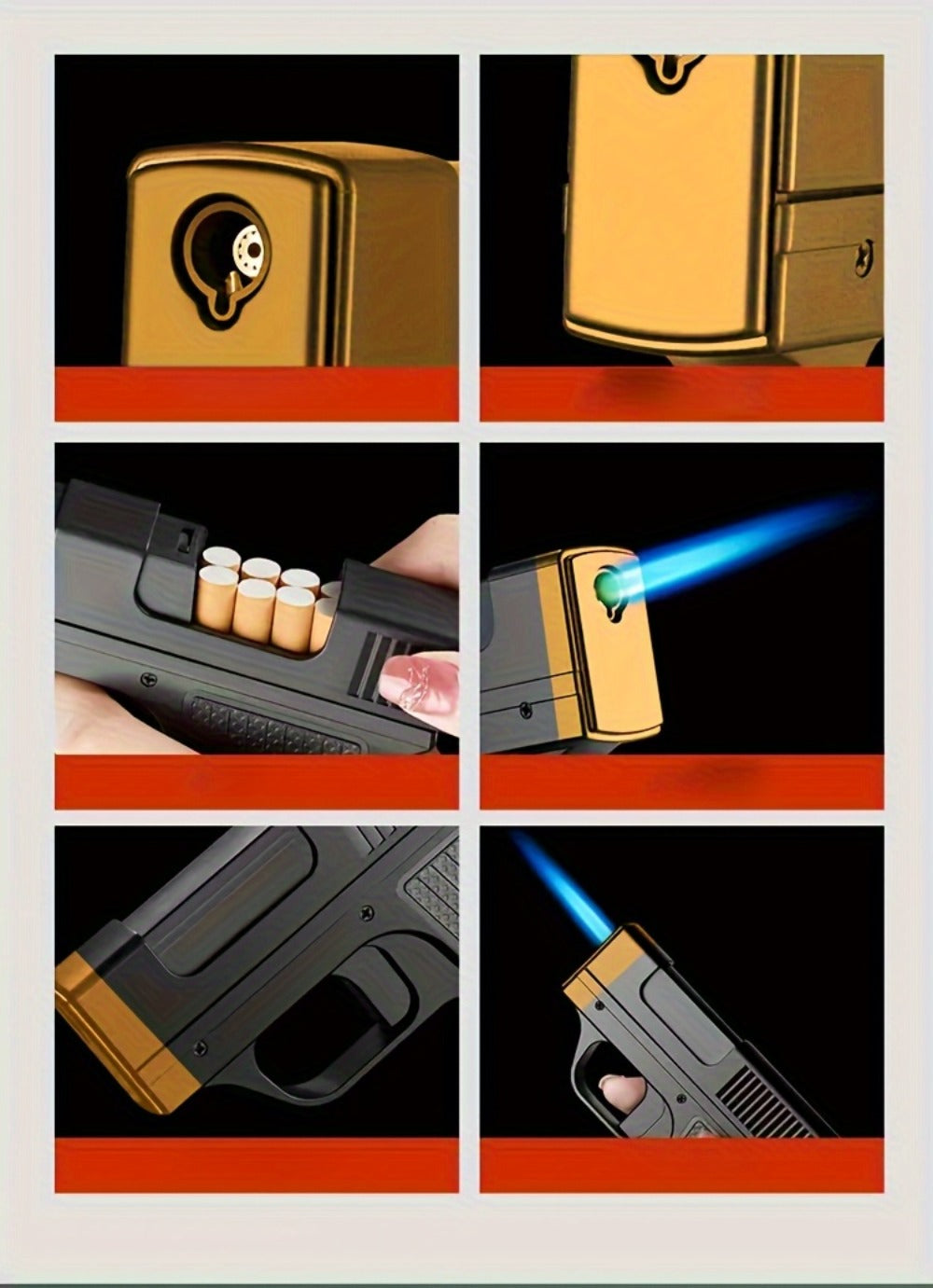 Cigarette Box Lighter Creative Design – Windproof Butane Torch with Adjustable Flame, Cigar & BBQ Lighter, Outdoor Portable Kitchen Baking Essential, Unique Gift Idea (Butane Not Included)