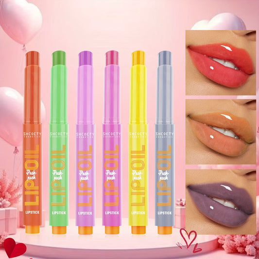 6-Piece Neon Press-On Lip Gloss Set High-Gloss Moisturizing Long-Lasting Bold Lip Makeup — Vibrant Mixed Shades Plumping Glossy Lipstick Bundle Gift Set for Women Girls All Skin Tones