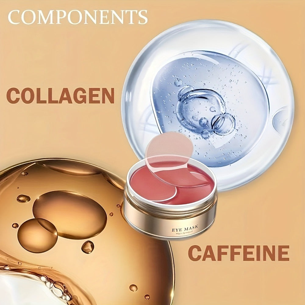 Caffeine Under Eye Patches 60pcs Depuffing Dark Circle Reducer with Hyaluronic Acid Collagen Glycerin Deep Hydrating Moisturizing Eye Mask Hypoallergenic All Skin Types Men Women Gift