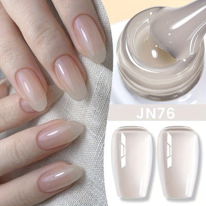 Nude Jelly Gel Nail Polish 10ml Skin Tone Transparent Finish – Semi-Permanent Soak-Off UV LED 30-Day Wear, Jade Nail Art Minimalist Natural Look for Women, Shades JN05 JN68 JN75 JN76