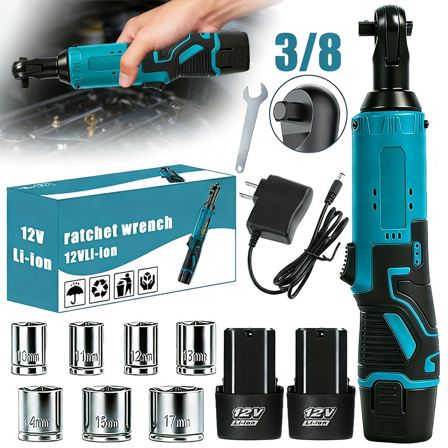 Set of Cordless Electric Ratchet Wrenches, Featuring a Brushless Electric Ratchet Wrench, 12V Cordless Ratchet Tool Kit, Ideal for Automotive Repairs Involving Screws And Nuts, Comes with a Battery And Quick Charger