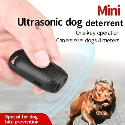 Handheld Mini Ultrasonic Dog Repeller with LED Light – Portable Battery-Powered Bark Stopper & Dog Deterrent | Safe for Walkers, Joggers & Cyclists | Stops Aggressive Dogs & Excessive Barking | Black