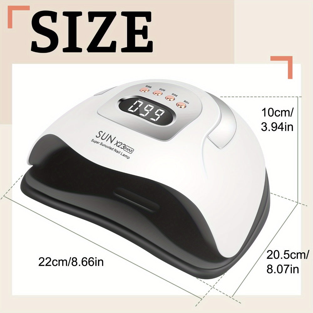 380W LED Nail Lamp Auto Sensor LCD Timer 4 Timing Modes 81 LED Beads Fast Gel Curing USB Powered One-Touch Button Low Heat Mode Home Salon Manicure Pedicure All Gel Polish