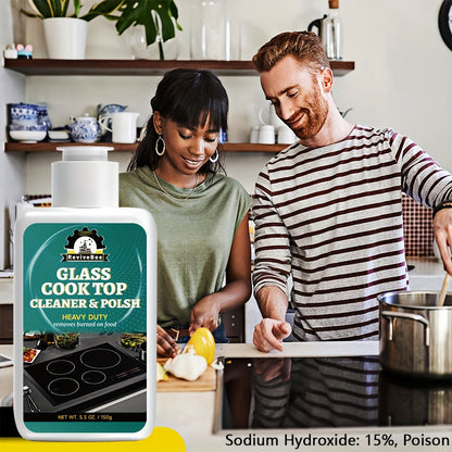 Glass Cooktop Cleaner and Polish – Powerful Stain Remover, Removes Oil Film, Water Spots & Burnt-On Residue, Long-Lasting Surface Protection for Ceramic & Induction Cooktops – 5 Pack Value Set