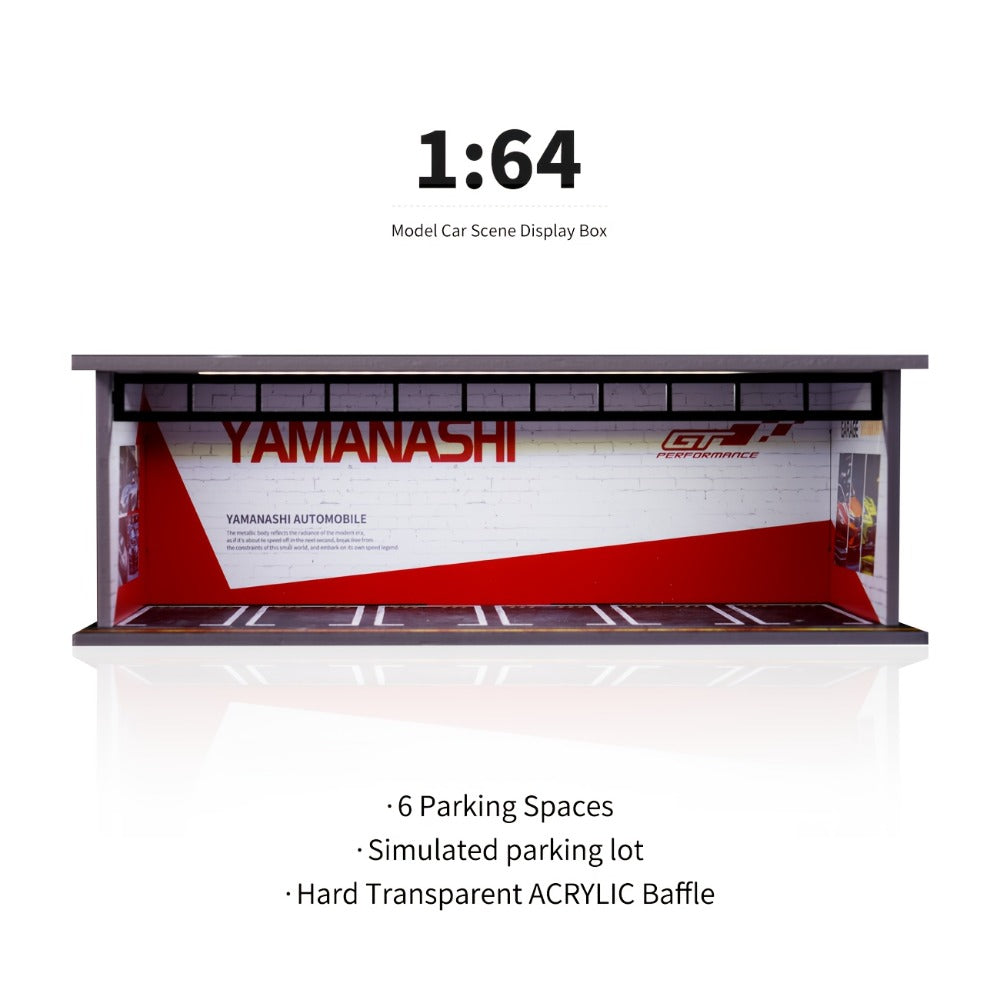 1/64 Scale Diecast Display Case with LED Light & Clear Acrylic Cover – Parking Garage Diorama Showcase with 6 Spaces for Die-Cast Model Cars, Collector Gift