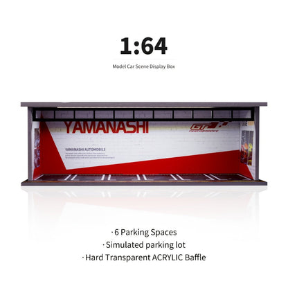 1/64 Scale Diecast Display Case with LED Light & Clear Acrylic Cover – Parking Garage Diorama Showcase with 6 Spaces for Die-Cast Model Cars, Collector Gift