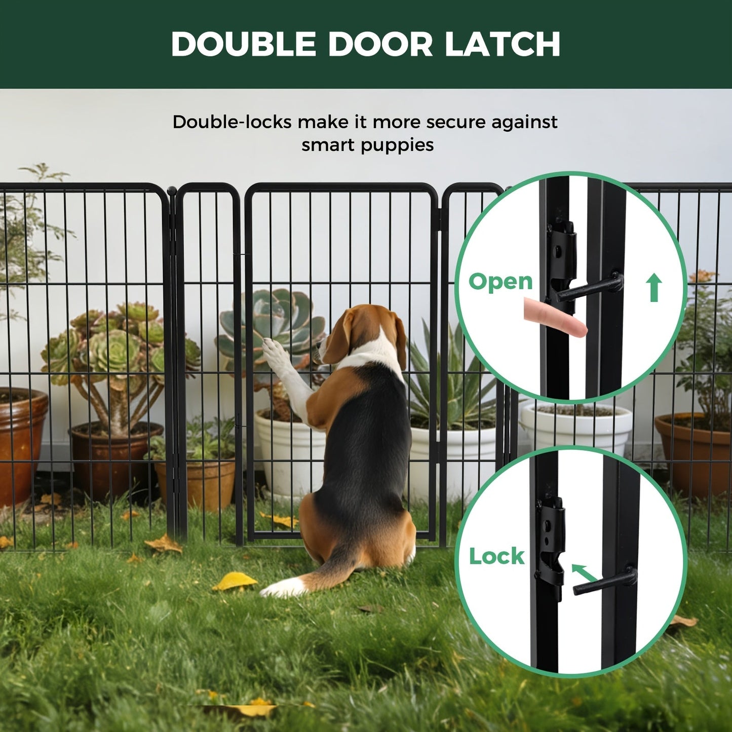 Dog Playpen with Gate – Heavy Duty Metal Pet Exercise Pen for Large Medium Small Dogs, 8/16/24/32/48 Panels, 24/32/40/45/50 Inch Height, Portable Indoor Outdoor Dog Fence for Yard Garden RV Camping