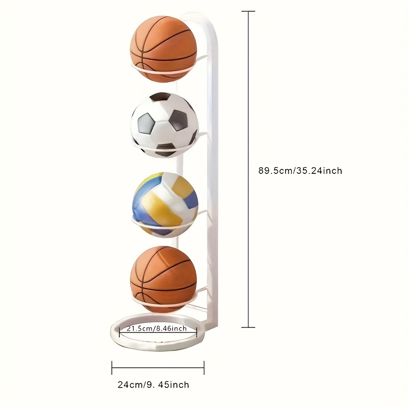 Basketball Storage Rack 3 4 5 Layer | Sports Ball Display Stand for Basketball Football Volleyball | Freestanding Ball Holder Organizer for Home Gym Garage Indoor Outdoor Use