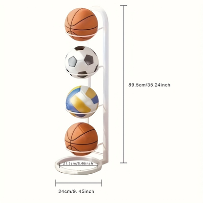 Basketball Storage Rack 3 4 5 Layer | Sports Ball Display Stand for Basketball Football Volleyball | Freestanding Ball Holder Organizer for Home Gym Garage Indoor Outdoor Use