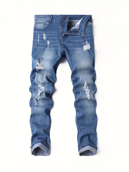 Men's Slim Fit Jeans - Classic Wash Distressed Everyday