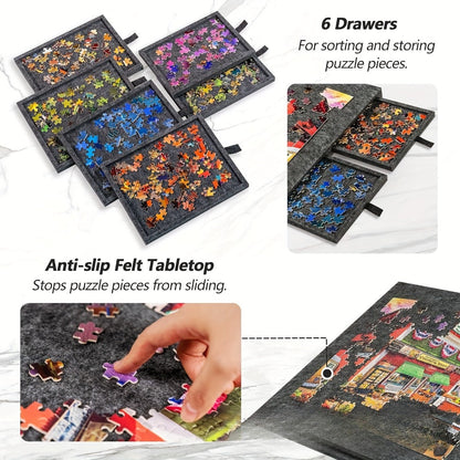 Jigsaw Puzzle Board with Drawers & Storage for 1000 & 1500 Piece Puzzles – Portable Non-Slip Puzzle Table Mat, Multiple Sizes & Colors, Perfect Gift for Puzzle Lovers & Adults