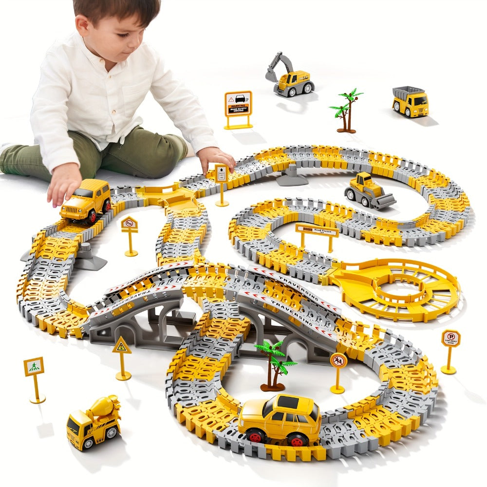236-Piece STEM Race Track Car Toy Set for Kids Ages 3+ | Track Splicing & Racing, Engineering Construction Style | Preschool Education Gift for Boys Girls