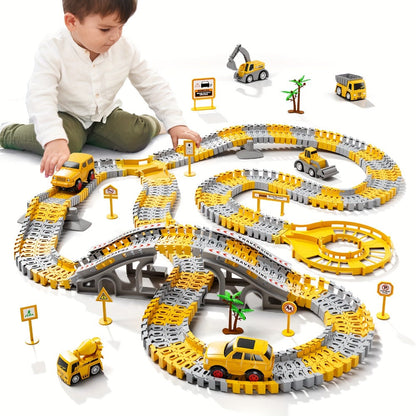 236-Piece STEM Race Track Car Toy Set for Kids Ages 3+ | Track Splicing & Racing, Engineering Construction Style | Preschool Education Gift for Boys Girls