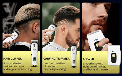Hair Clipper Kit with Scissors for Home & Salon — Professional Stainless Steel Blade, Digital Display, USB Rechargeable Hair Cutting Set, Complete Grooming Kit, Gift for Father's Day & Birthdays