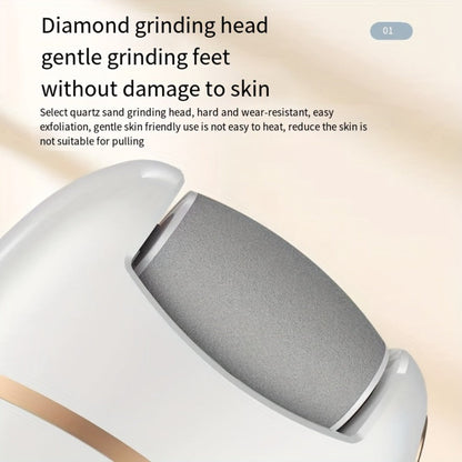Electric Foot Scrubber Callus Remover 4 Polishing Heads Rechargeable — Automatic Dead Skin Remover Pedicure Tool for Smooth Soft Feet Heel Exfoliator, Home & Travel Foot Care for Women Men Adults