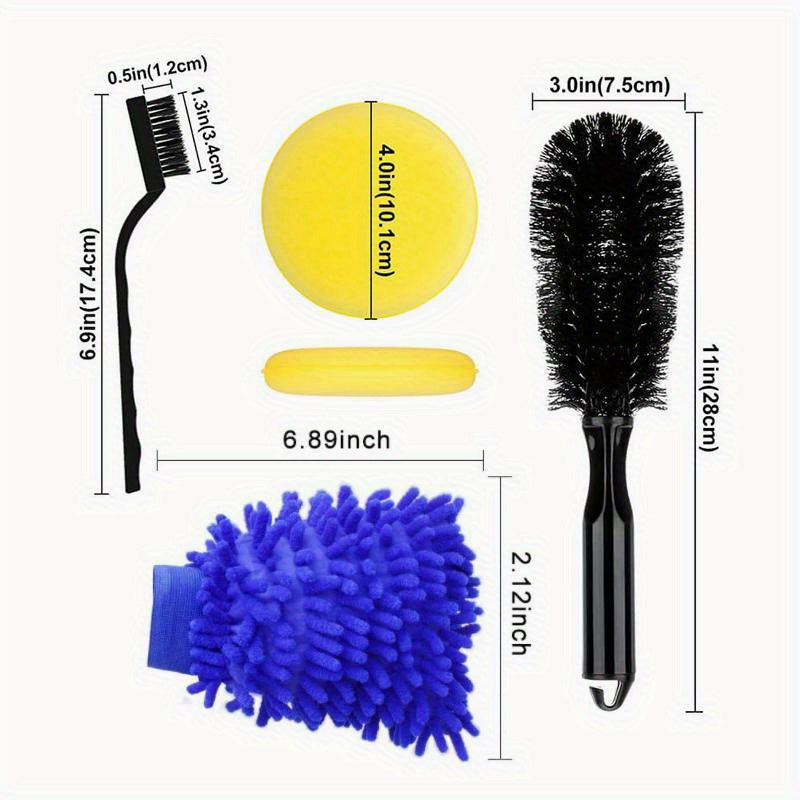 12pcs/set Car Cleaning Brush Set 5pcs Car Detailing Brush Soft Material Auto Wash Brush Set Car Interior Rim Brushes