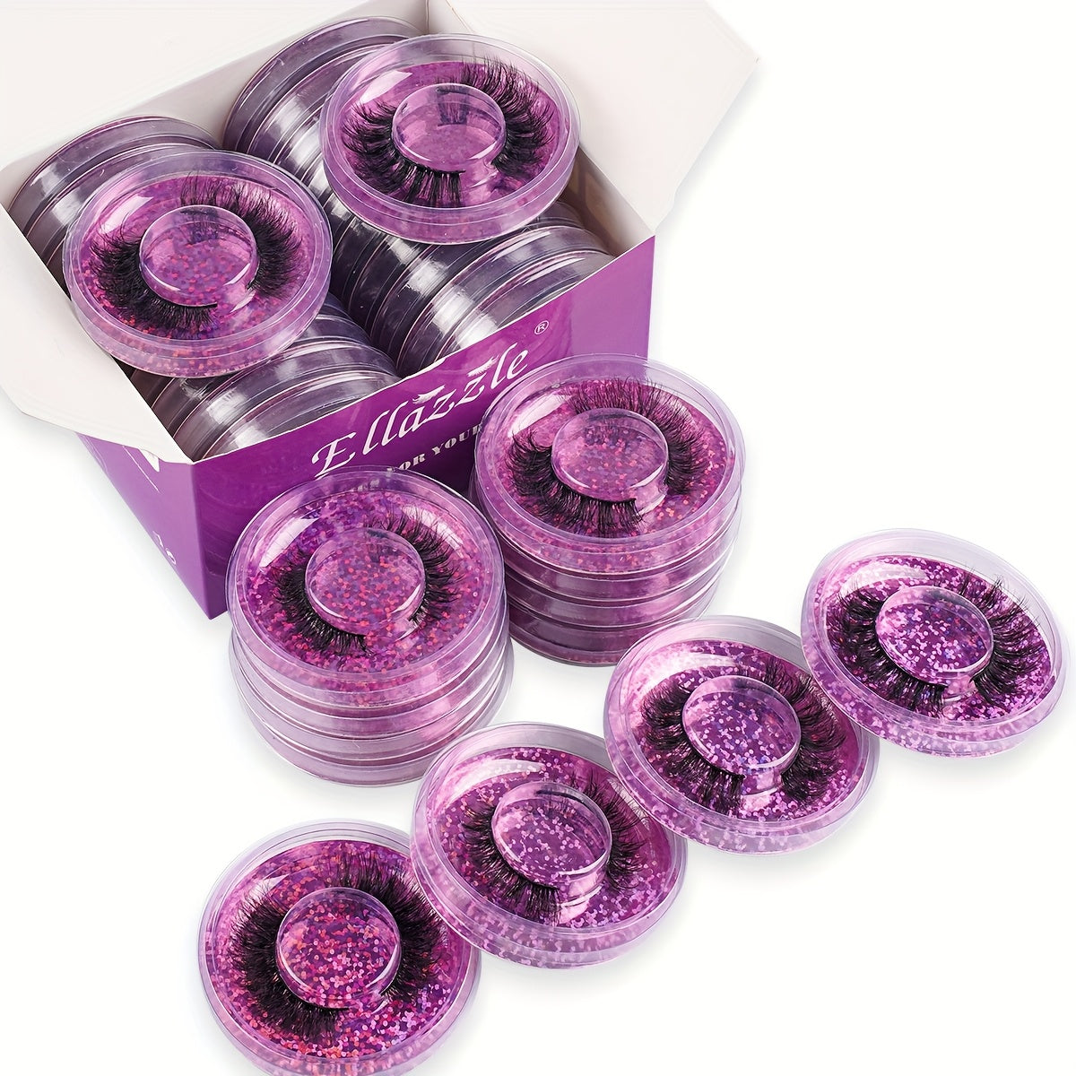 5D Faux Mink False Eyelashes 20 Pairs Multipack – Wispy Strip Lashes in 4 Mixed Styles Cat Eye Extra Thick Fluffy & Natural D Curl, Reusable Dramatic Lashes for Makeup, Parties & Beauty Gifting