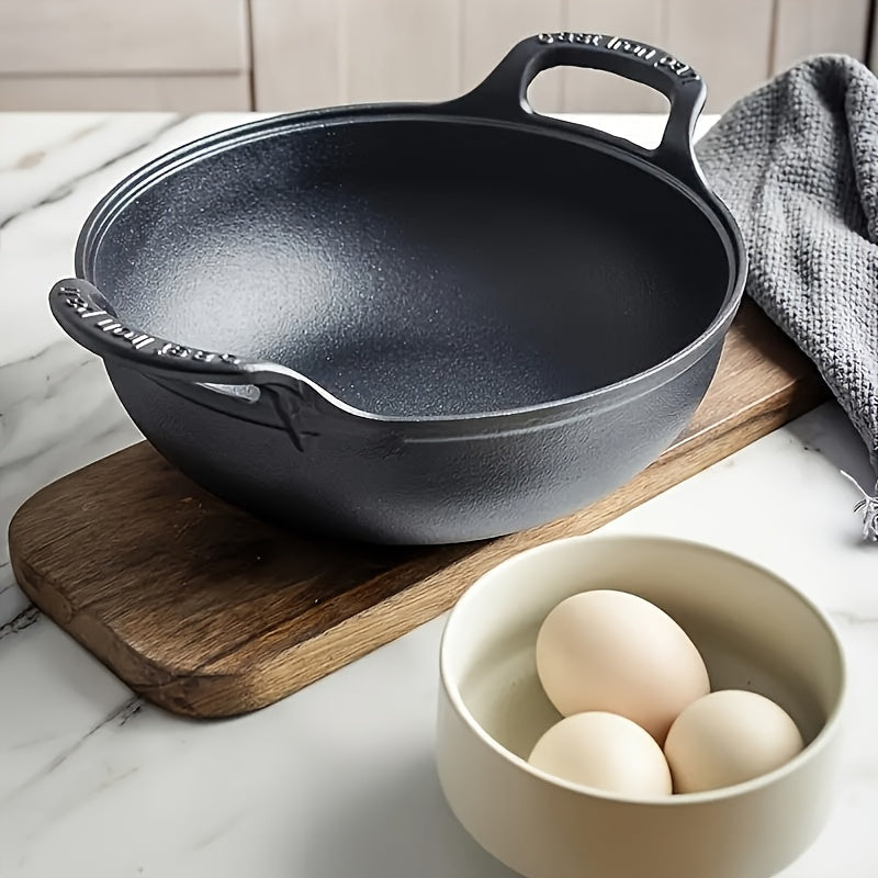 Cast Iron Frying Pan 20cm Pre-Seasoned with Dual Handles - Non-Stick Oven Safe Skillet for Outdoor BBQ, Camping & Stovetop Cooking - Compact Multi-Functional Cast Iron Skillet